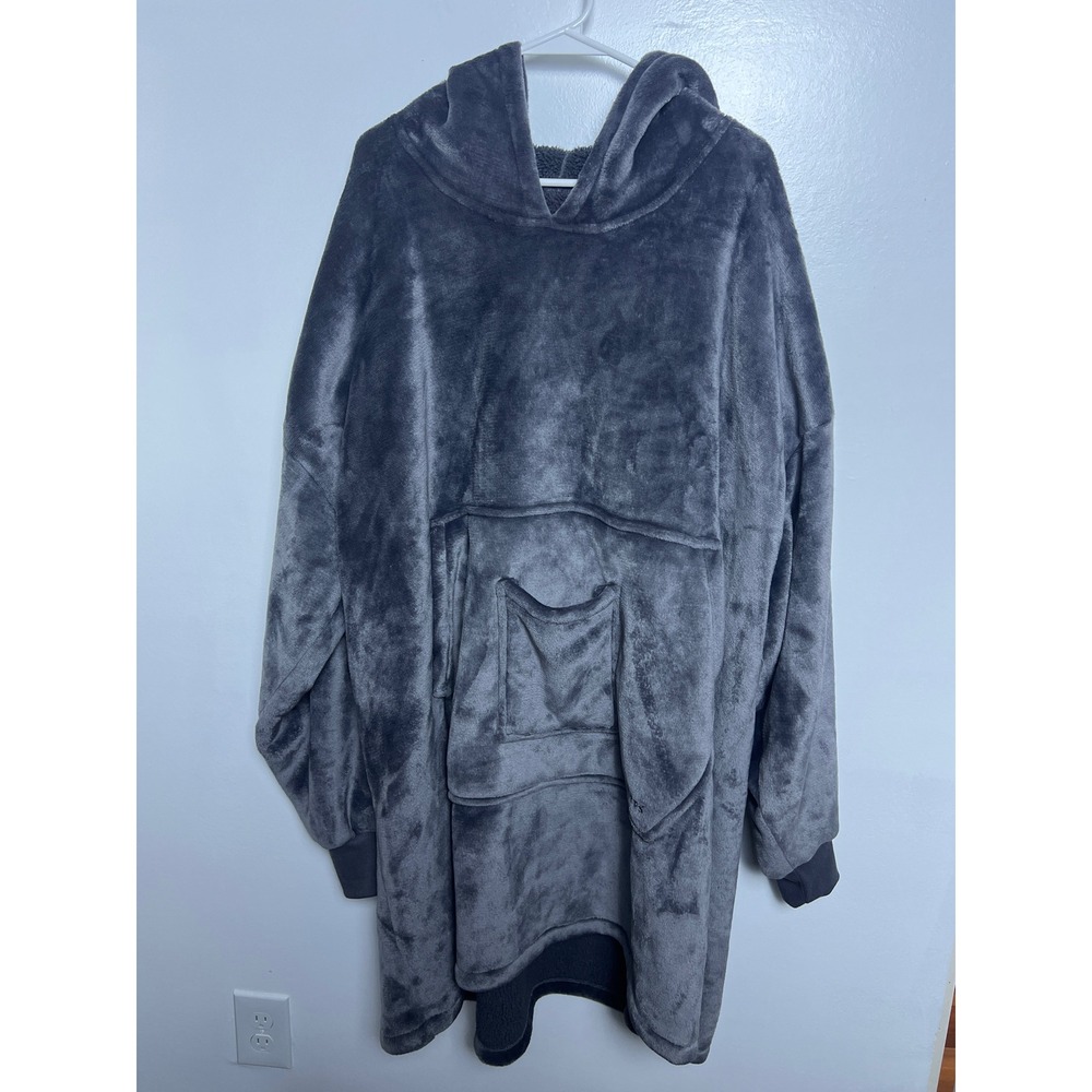 Redess Oversized Wearable Blanket Hoodie Gray Fleece Sherpa Lined Pocket 
One Sz